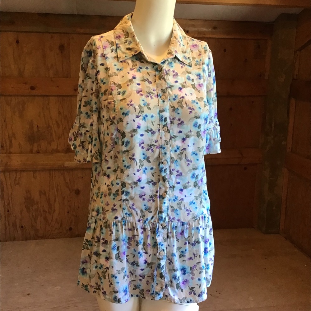 Caffe Marrakesh Button Up Floral Top